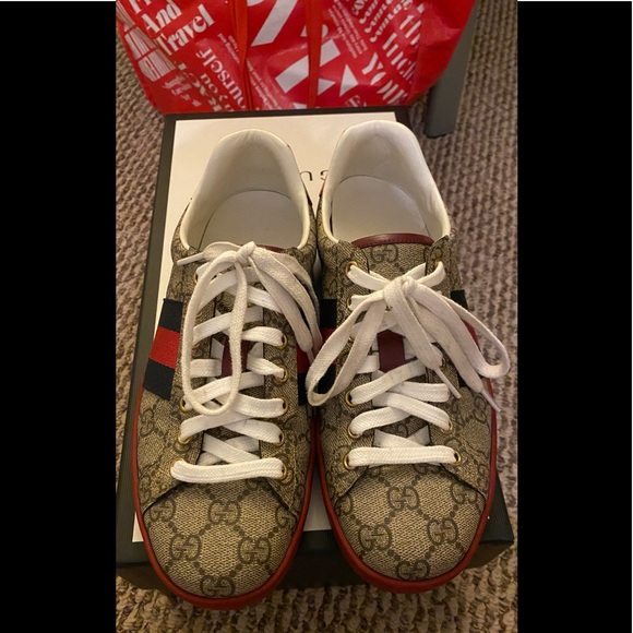 Authentic Gucci Unisex Ace GG Supreme Red Sneaker - Picture 1 of 6